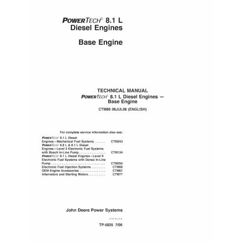 CTM86 Manual técnico en PDF del motor diésel John Deere POWERTECH 8.1 L 6081xxx (CTM86)