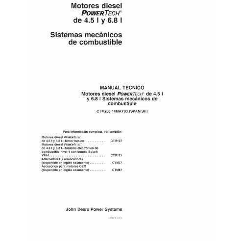 John Deere POWERTECH 4.5 L & 6.8 L Diesel moteur pdf manuel technique ES - John Deere manuels - JD-CTM208-ES