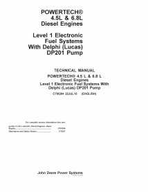 JD-CTM284 John Deere POWERTECH 4.5L y 6.8L Nivel 1 Sistemas electrónicos de combustible con bomba Delphi (Lucas) DP201 Motor ...