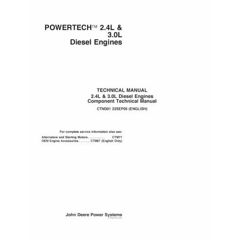 Manual técnico do motor John Deere 2.4L e 3.0L Diesel pdf - John Deere manuais - JD-CTM301-EN