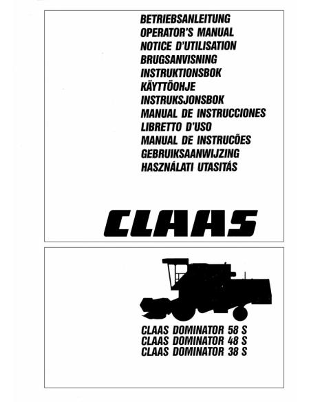 CLA-1863710 Manual del operador de la cosechadora Claas Dominator 38S, 48S, 58S