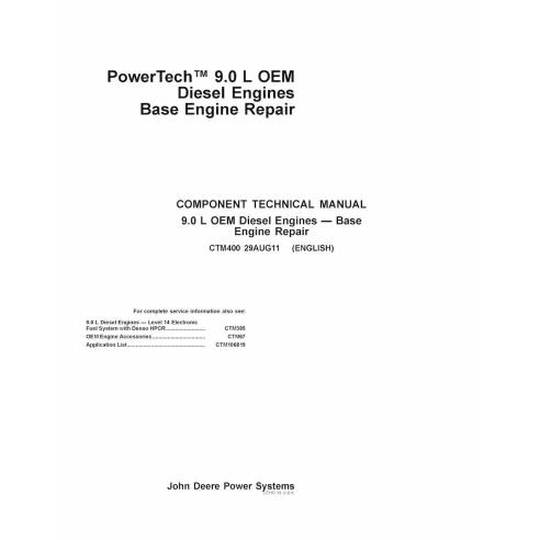 John Deere PowerTech 9.0L OEM diesel engine pdf technical manual  - John Deere manuals - JD-CTM400-EN