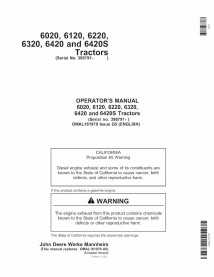 John Deere 6020, 6120, 6220, 6320, 6420 and 6420S SN 398790- tractor pdf operator's manual  - John Deere manuals - JD-OMAL161...