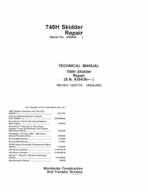 TM11813 Minicarregadeira John Deere 748H manual técnico de reparo em pdf