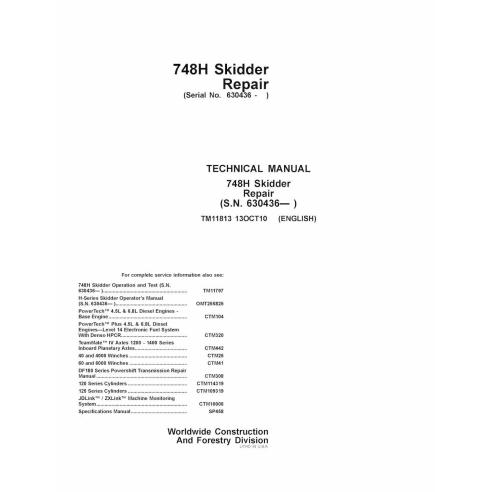 TM11813 John Deere 748H skid loader repair technical manual (TM11813)