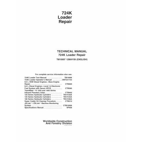 TM10697 Manual técnico de reparo da carregadeira John Deere 724K (TM10697)