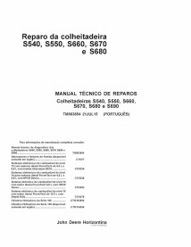 TM803854-PT John Deere S540, S550, S660, S670, S680, S690 combine repair technical manual PT (TM803854)