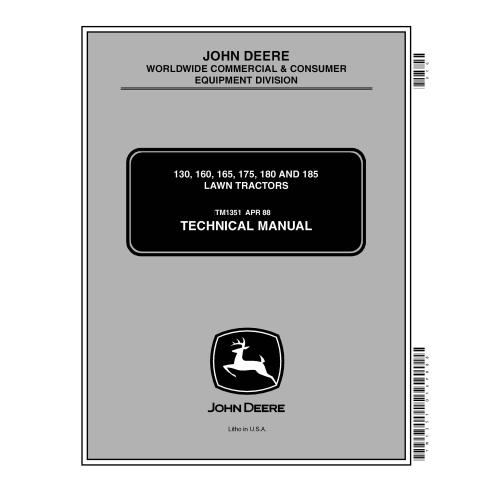 TM1351 John Deere 130, 160, 165, 175, 180, 185 lawn tractor technical manual (TM1351)