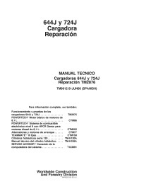 TM9012-ES John Deere 644J, 724J carregador pdf reparação manual técnico ES