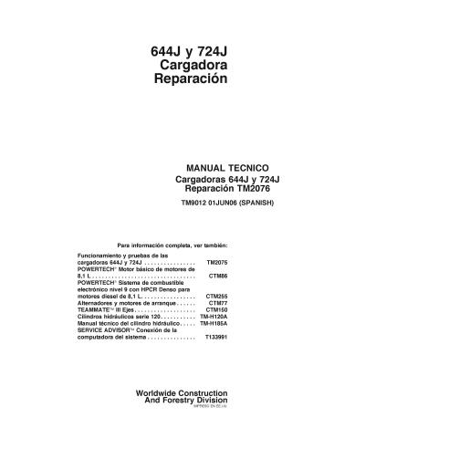 TM9012-ES John Deere 644J, 724J loader repair technical manual ES (TM9012)