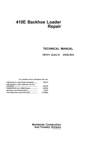 TM1611 Manual técnico de reparo da retroescavadeira John Deere 410E pdf