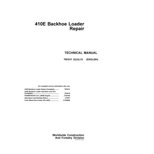TM1611 John Deere 410E backhoe loader repair technical manual (TM1611)