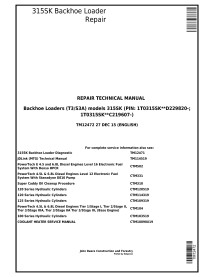 John Deere 315SK backhoe loader pdf repair technical manual  - John Deere manuals - JD-TM12472