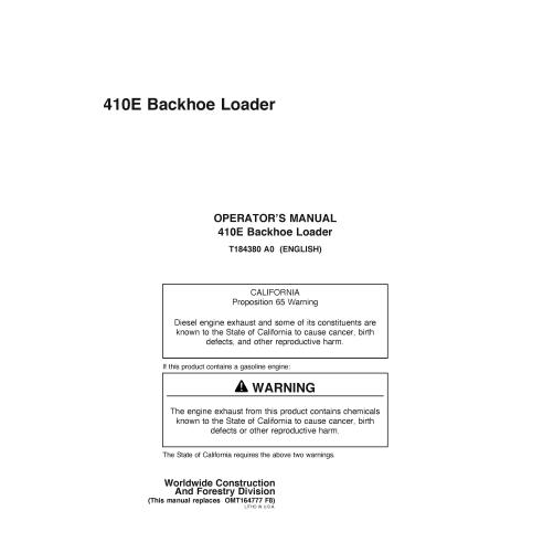Manual do operador da retroescavadeira John Deere 410E pdf - John Deere manuais - JD-OMT184380