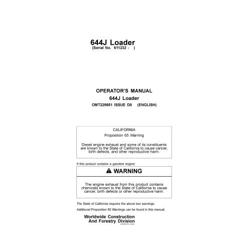 John Deere 644J, 724J cargador pdf manual del operador - John Deere manuales - JD-OMT229851