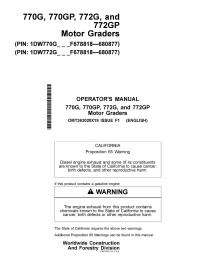 John Deere 770G, 770GP, 772G, 772GP grader pdf operator's manual  - John Deere manuals - JD-OMT363020X19