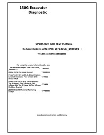 Manual técnico de operação e teste da escavadeira John Deere 130G pdf - John Deere manuais - JD-TM12554