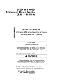 JD-OMT187885 John Deere 350D, 400D articulated truck operator's manual (OMT187885)