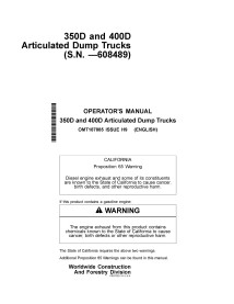 John Deere 350D, 400D articulated truck pdf operator's manual  - John Deere manuals - JD-OMT187885
