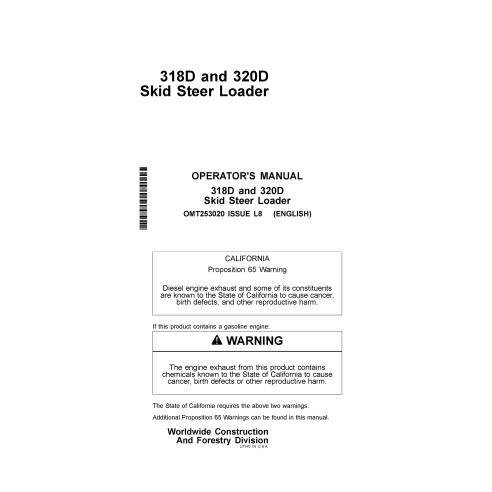 John Deere 318D, 320D minicarregadeira pdf manual do operador - John Deere manuais - JD-OMT253020