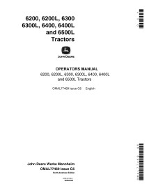 JD-OMAL77469 Manuel d'utilisation du tracteur John Deere 6200, 6200L, 6300, 6300L, 6400, 6400L, 6500, 6500l (OMAL77469)