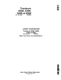 John Deere 6200, 6300, 6400, 6500 trator pdf manual do operador FR - John Deere manuais - JD-OMAL77481-FR