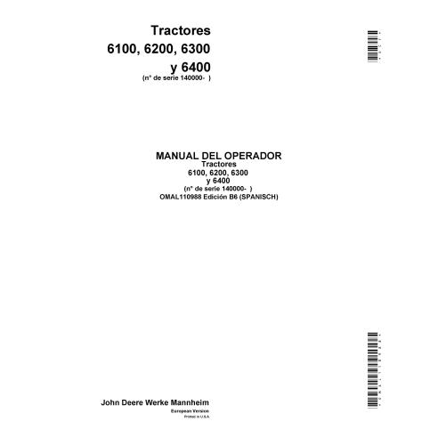 John Deere 6100, 6200, 6300, 6400 tractor pdf manual del operador ES - John Deere manuales - JD-OMAL110988-ES