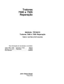 John Deere 7500, 7505 tracteur pdf réparation manuel technique PT - John Deere manuels - JD-TM4815-PT