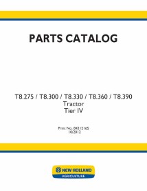 New Holland T8.275, T8.300, T8.330, T8.360, T8.390 Tier IV tracteur pdf catalogue de pièces - Construction New Holland manuel...
