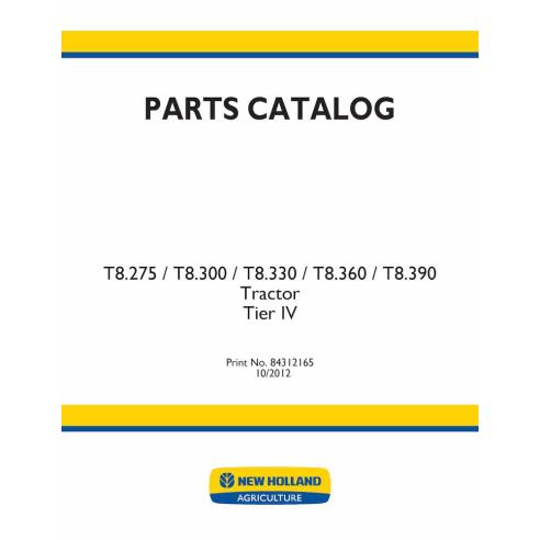 New Holland T8.275, T8.300, T8.330, T8.360, T8.390 Tier IV tracteur pdf catalogue de pièces - Construction New Holland manuel...