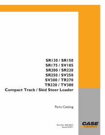 Case SR130, SR150, SR175, SV185, SR200, SR220, SR250, SV250, SV300, TR270, TR320, TV380 skid loader catálogo de peças pdf - C...