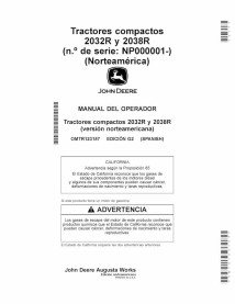 John Deere 2032R, 2038R compact tractor pdf operator's manual ES - John Deere manuals - JD-OMTR123157-ES