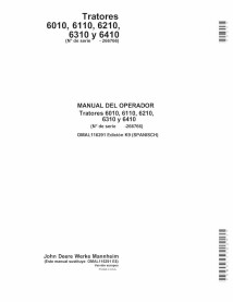 John Deere 6010, 6110, 6210, 6310, 6410 tractor pdf manual del operador ES - John Deere manuales - JD-OMAL116291-ES