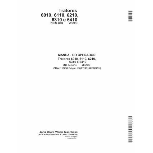 JD-OMAL116298-PT Manual del operador del tractor John Deere 6010, 6110, 6210, 6310, 6410 PT (OMAL116298)