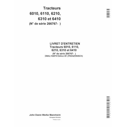 John Deere 6010, 6110, 6210, 6310, 6410 tracteur manuel d'utilisation pdf FR - John Deere manuels - JD-OMAL152878-FR