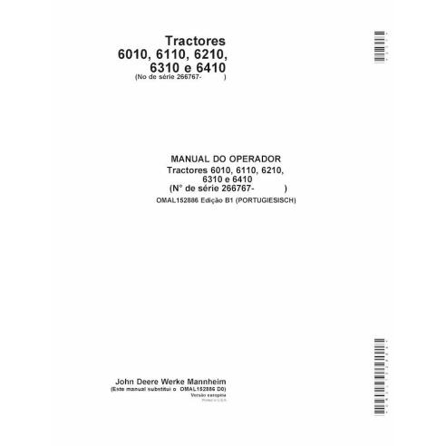John Deere 6010, 6110, 6210, 6310, 6410 trator pdf manual do operador PT - John Deere manuais - JD-OMAL152886-PT