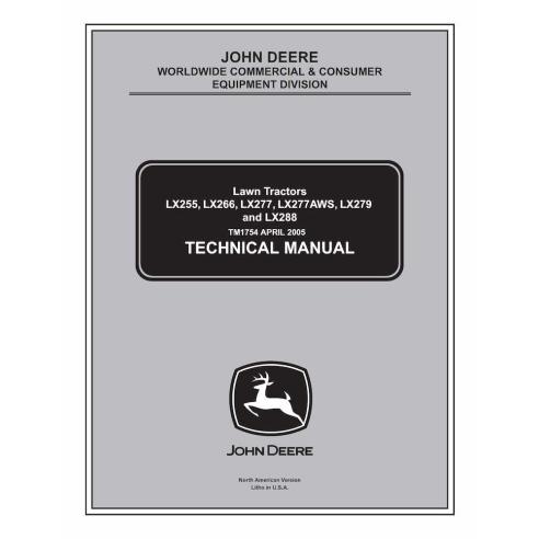 John Deere LX255, LX266, LX277, LX277AWS, LX279, LX288 tracteur de pelouse pdf manuel technique - John Deere manuels - JD-TM1754