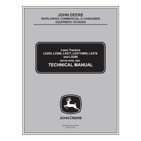 John Deere LX255, LX266, LX277, LX277AWS, LX279, LX288 tractor de césped manual técnico pdf - John Deere manuales - JD-TM1754