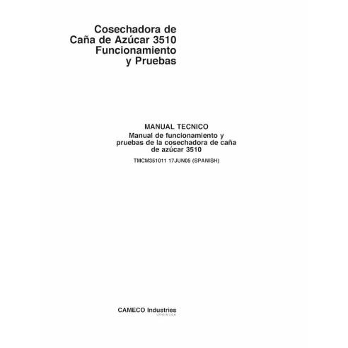 Cosechadora John Deere 3510 pdf manual técnico de operación y prueba ES - John Deere manuales - JD-TCM351011-ES