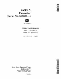 John Deere 690E LC escavadeira pdf manual do operador - John Deere manuais - JD-OMT162125