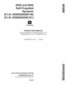 John Deere 6500, 6600 pulvérisateur automoteur pdf manuel d'utilisation - John Deere manuels - JD-OMN200552