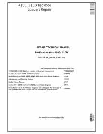 John Deere 410D, 510D retroescavadeira pdf manual técnico de reparo - John Deere manuais - JD-TM1513-EN