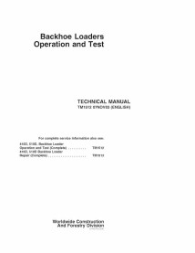TM1512 John Deere 410D, 510D retroescavadeira pdf operação e manual técnico de teste