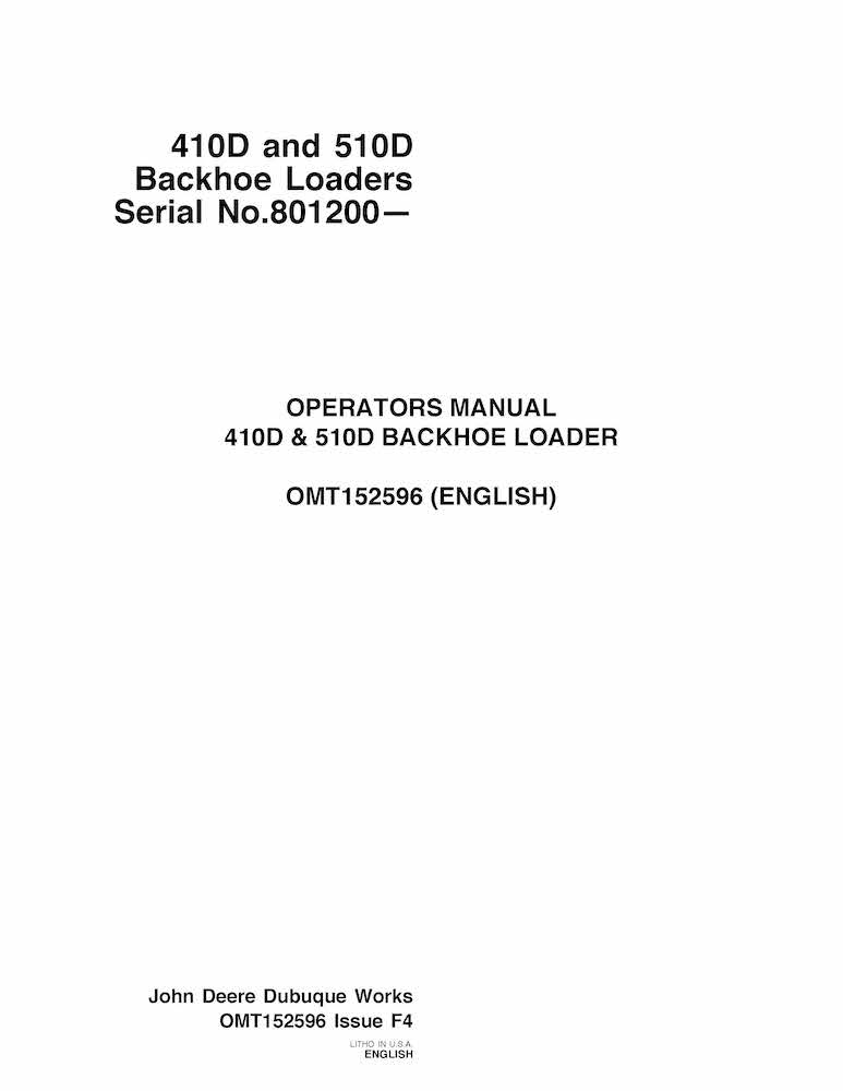 John Deere 410D, 510D backhoe loader pdf operator's manual