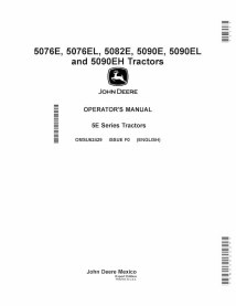 John Deere 5076E, 5076EL, 5082E, 5090E, 5090EL et 5090EH MY2020-2021 tracteur pdf manuel d'utilisation - John Deere manuels -...