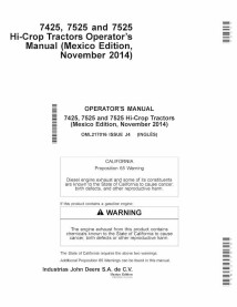 JD-OML217016 John Deere 7425, 7525 trator pdf manual do operador