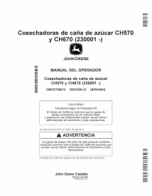 Cosechadora de caña de azúcar John Deere CH570, CH670 pdf manual del operador ES - John Deere manuales - JD-OMCXT36013-ES