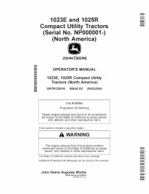 John Deere 1023E, 1026R compact utility tractor pdf operator's manual  - John Deere manuals - JD-OMTR122816-EN