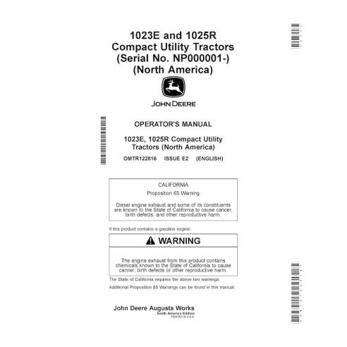John Deere 1023E, 1026R compact utility tractor pdf operator's manual  - John Deere manuals - JD-OMTR122816-EN