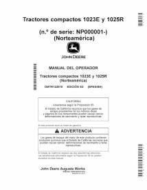 John Deere 1023E, 1026R compact utility tractor pdf operator's manual ES - John Deere manuals - JD-OMTR122818-ES